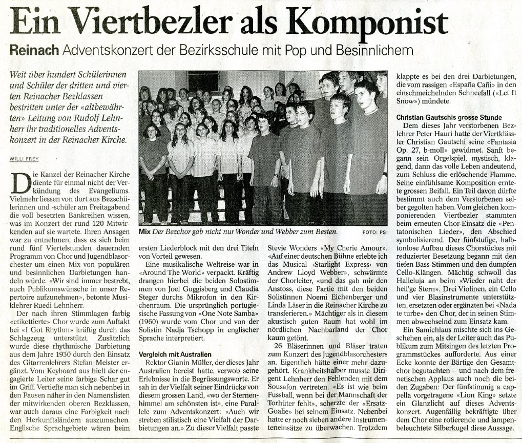 Aargauer Zeitung 10. Dezember 2001