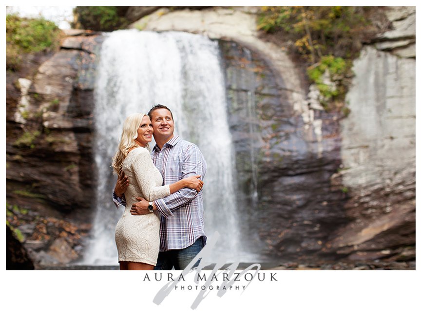 Waterfall at Pisgah National Forest engagement session. © Aura Marzouk Photography, Greensboro Wedding Photographer