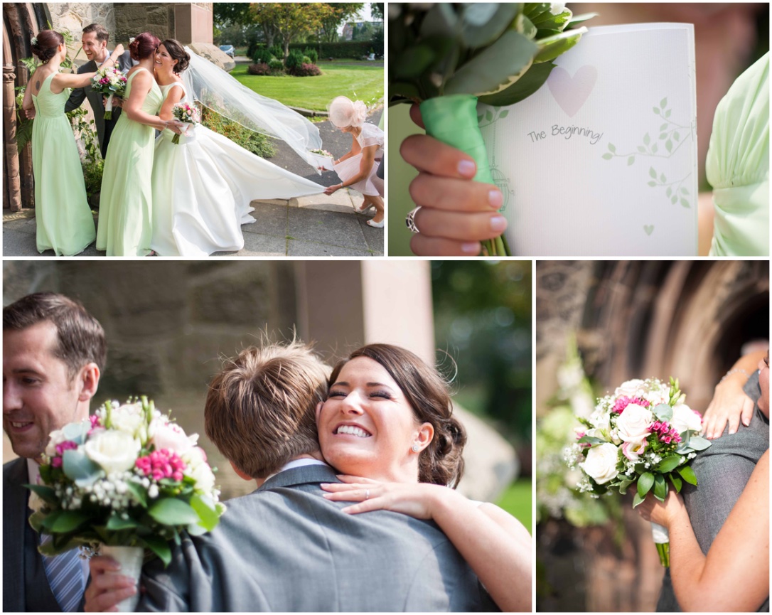 congratulatory kisses outside the church