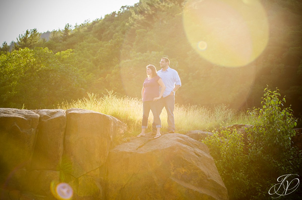 engagement photo with sunset, sunset engagement, lake george engagement photos, engagement photos on prospect mountain, prospect mountain, engagement in lake george, engagement photos in the adirondack mountains