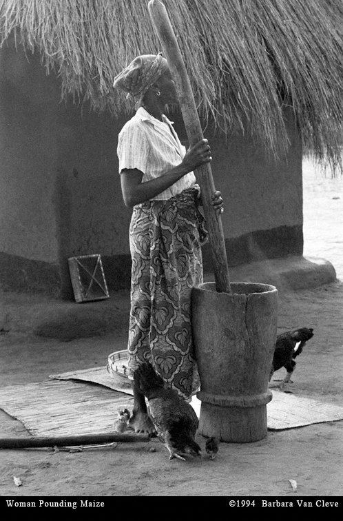 Africa Woman Pounding Maize Barbara P Van Cleve