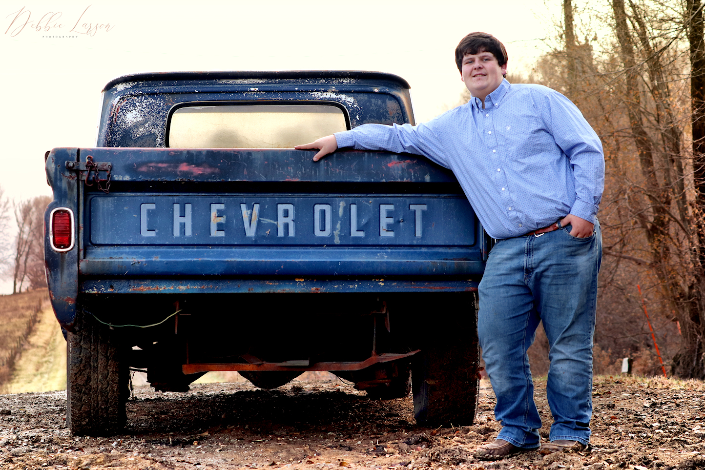 senior boy chevy truck debbie larson photography