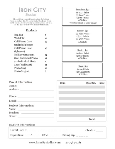 School Day Grades K-11 Order Form