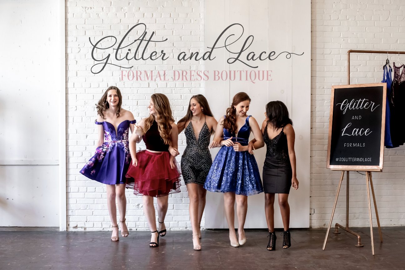 glitter and lace formal dress boutique