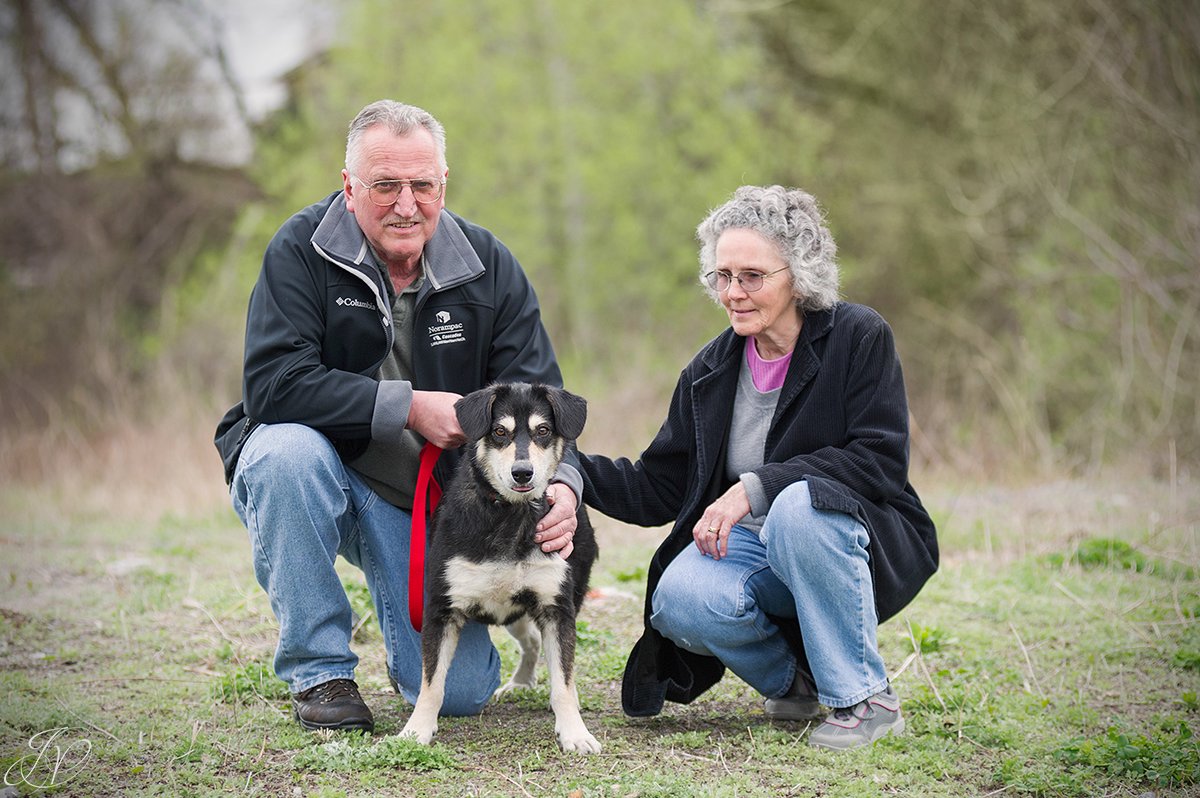 photo of shelter dog with new family
