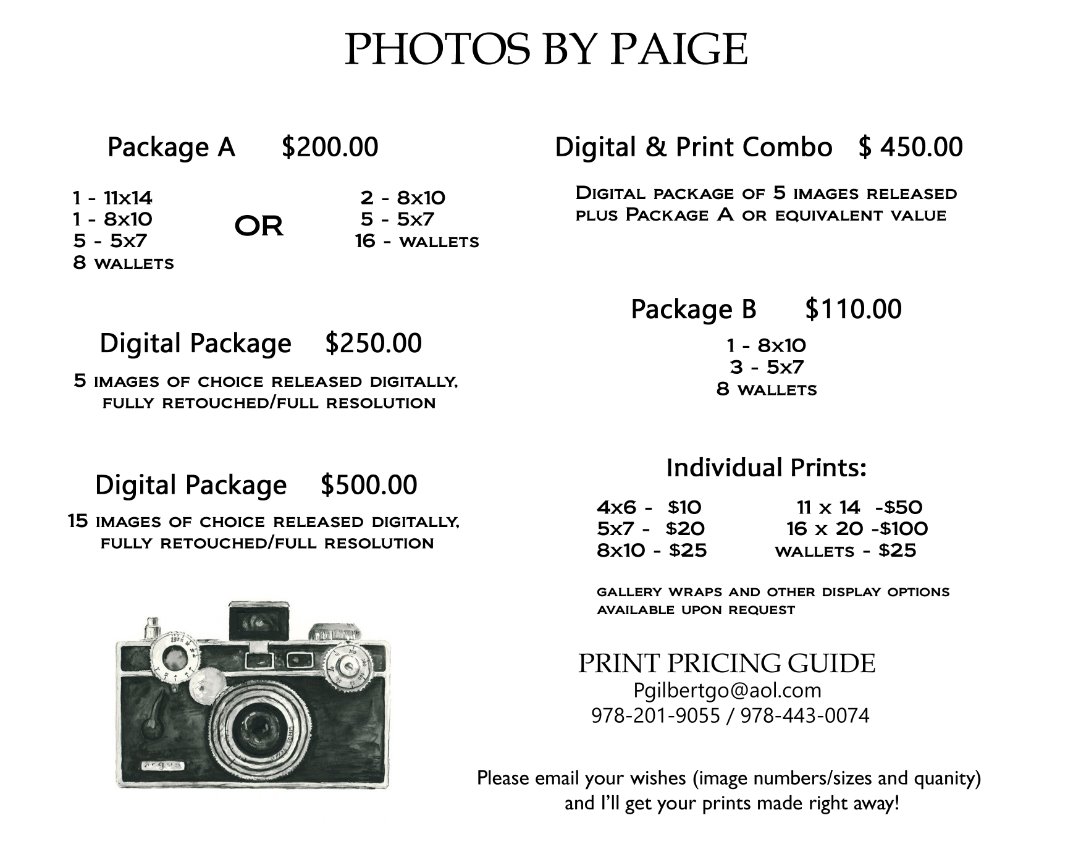 Prints & Packages Pricing photos by paige