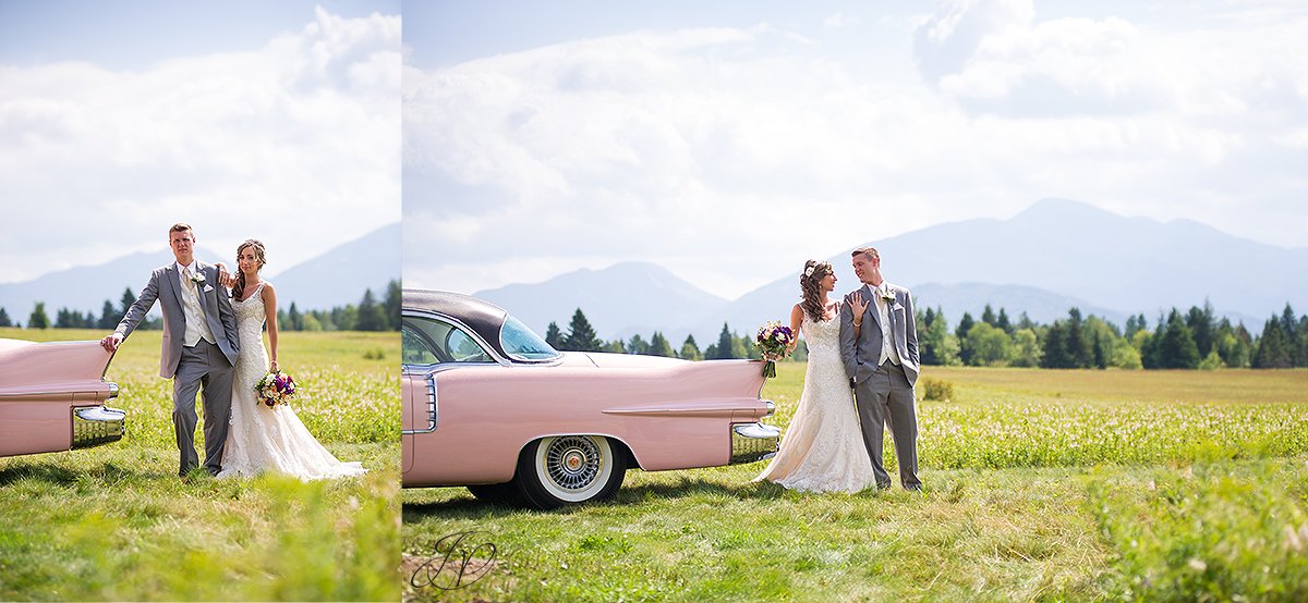 classic bridal portrait vintage car lake placid