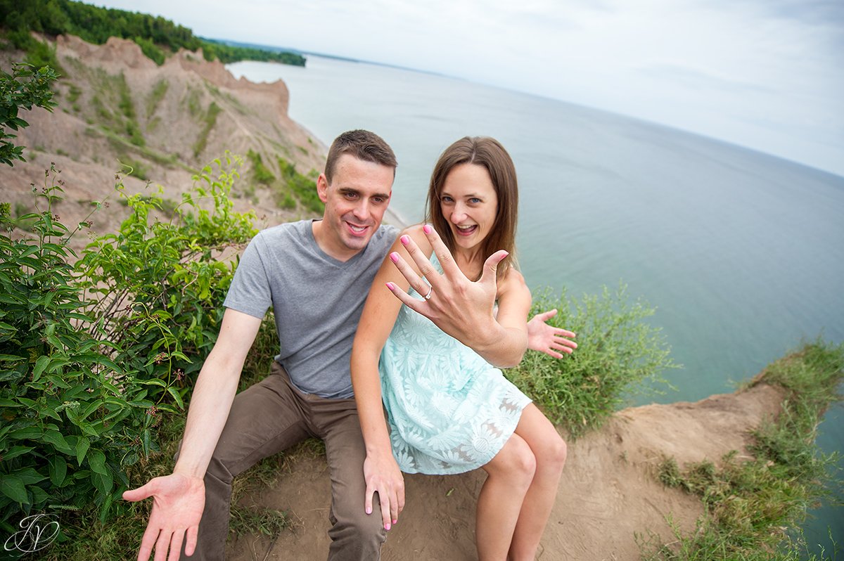 engagement photos in nature on top of mountain