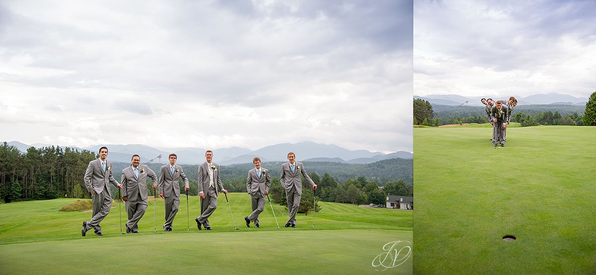 groomsmen with golf clubs lake placid crown plaza