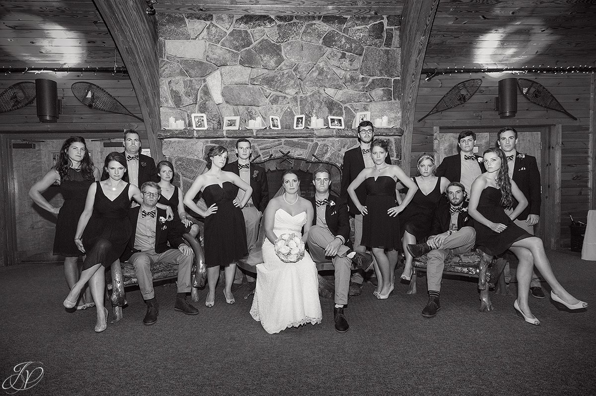 unique black and white bridal party photo