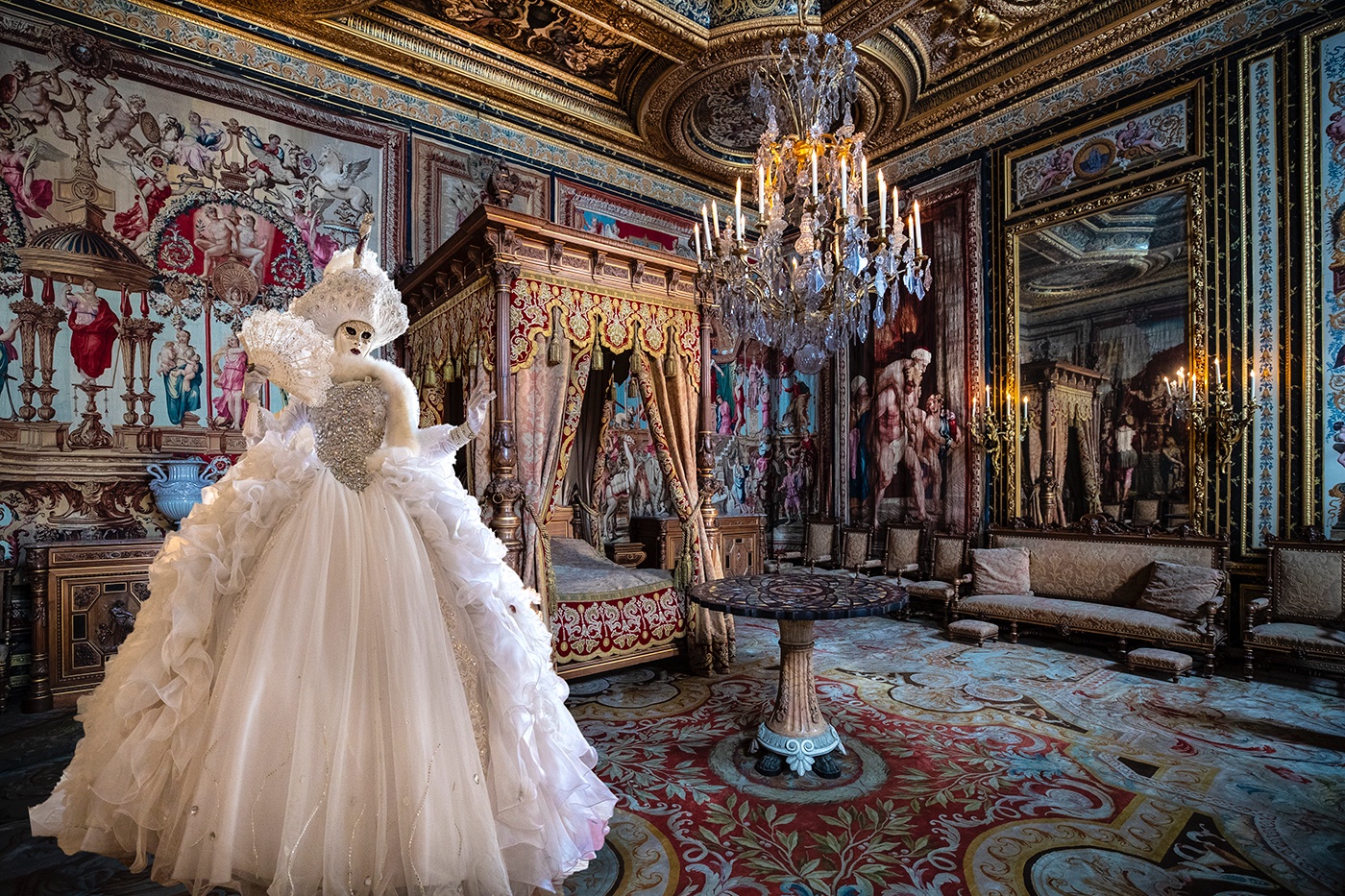 Interior of Palace of Fontainebleau, (Chateau de Fontainebleau