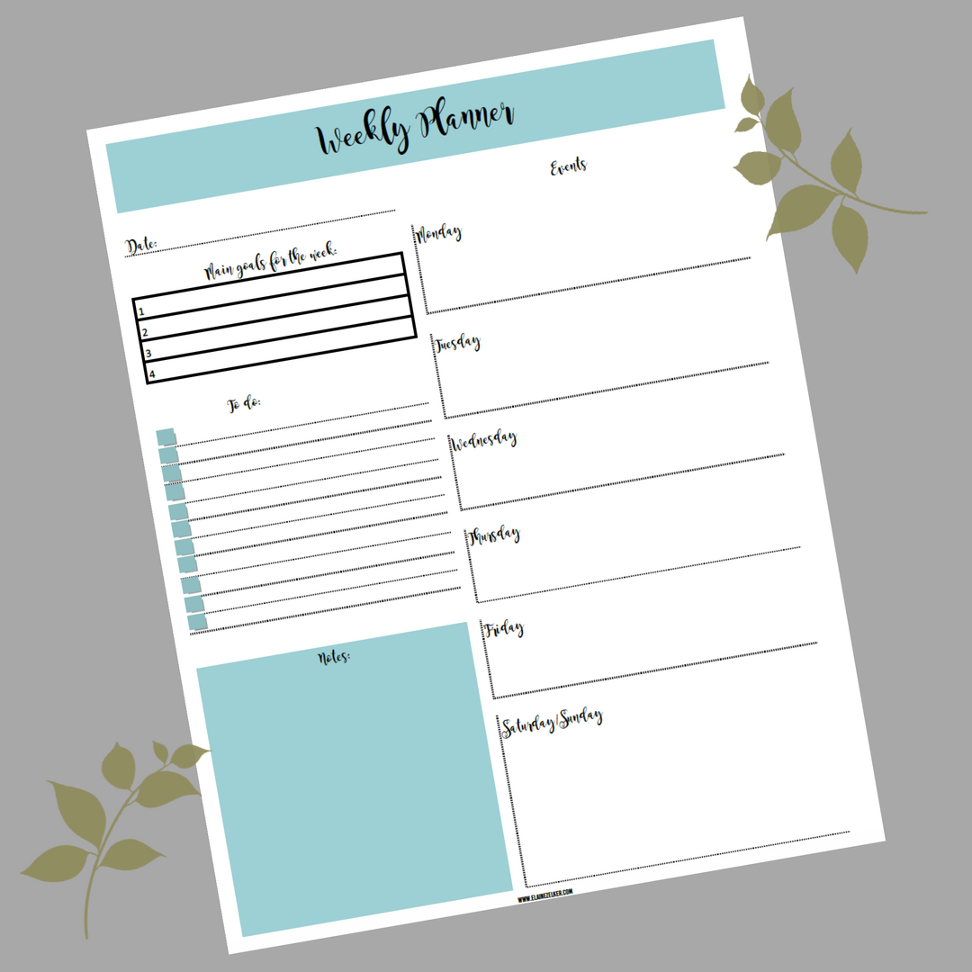 Fun WEEKLY Planner Template - Elaine Zelker Photography