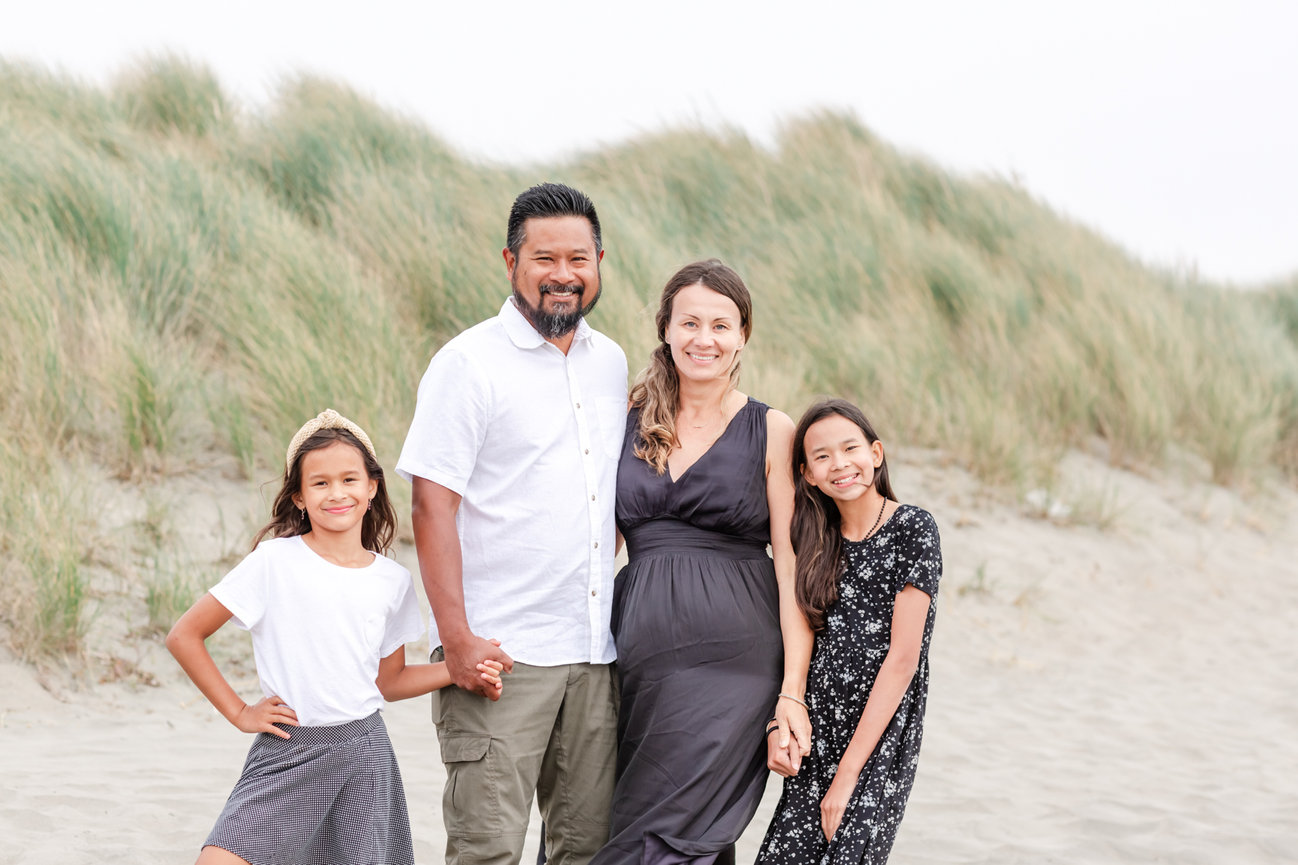 Family portraits during Sunset in Bodega Bay,  Sonoma County Ca, taken by Sheila Johnson of Studio J Photography