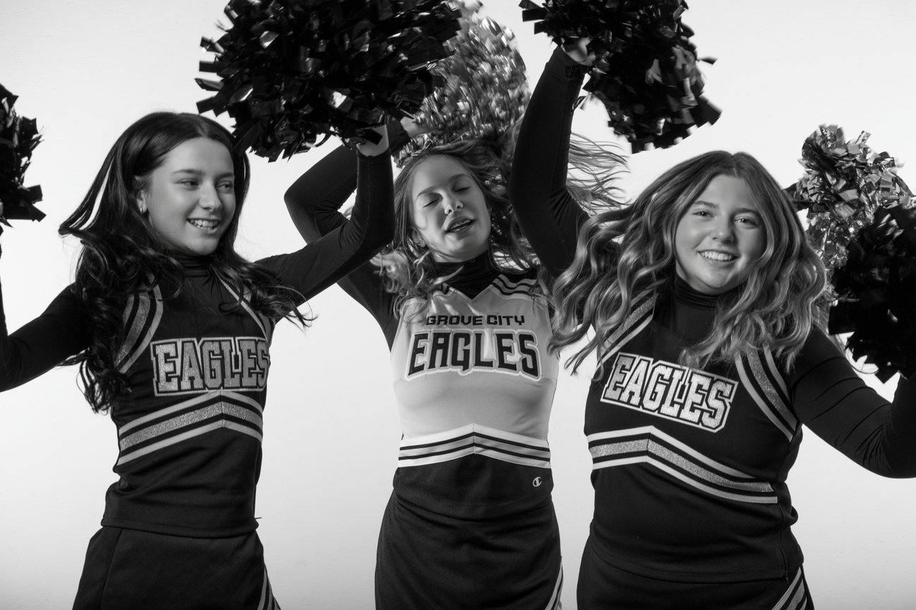 group of cheerleaders having fun