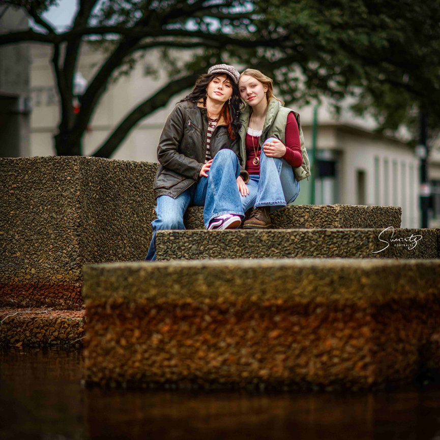Close-up portrait detail shot showing professional lighting on senior