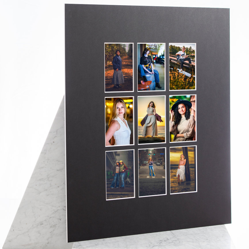 GraphiStudio 9UP multi-aperture nine-image senior portrait mat display — fine art collection by Swartz Portraits