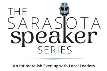 The Sarasota Speaker Series logo with a vintage microphone icon.