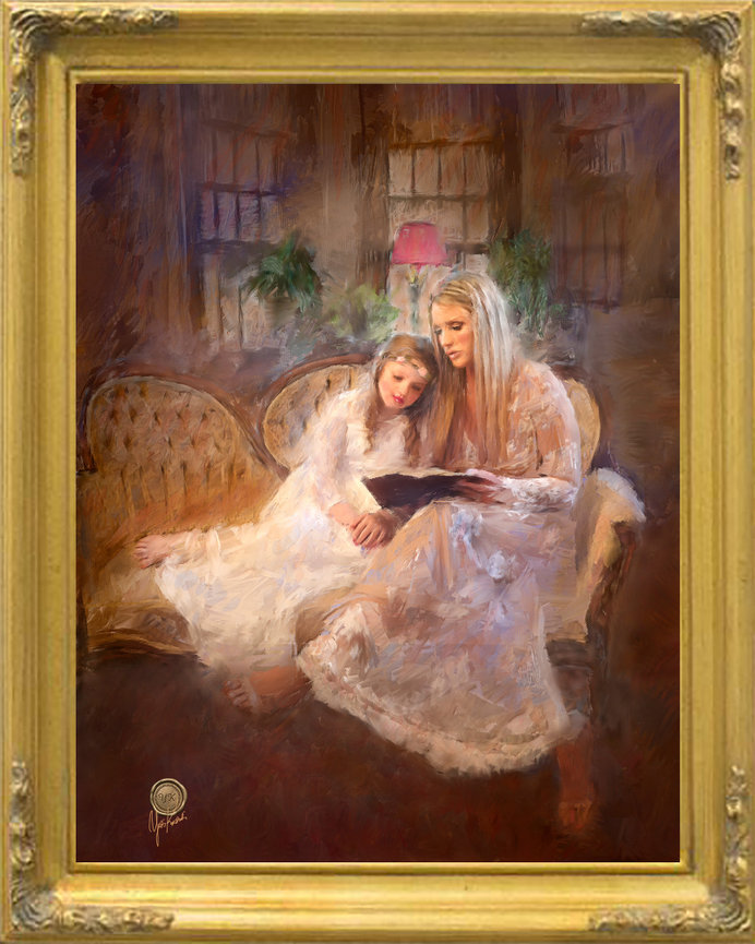 Yedi Fine Art Masterpiece Oil Painting showing a Mother and Daughter