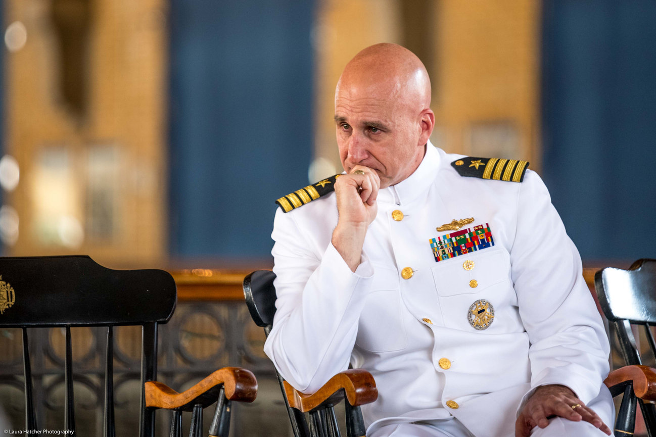 Naval Officer during his retirement ceremony