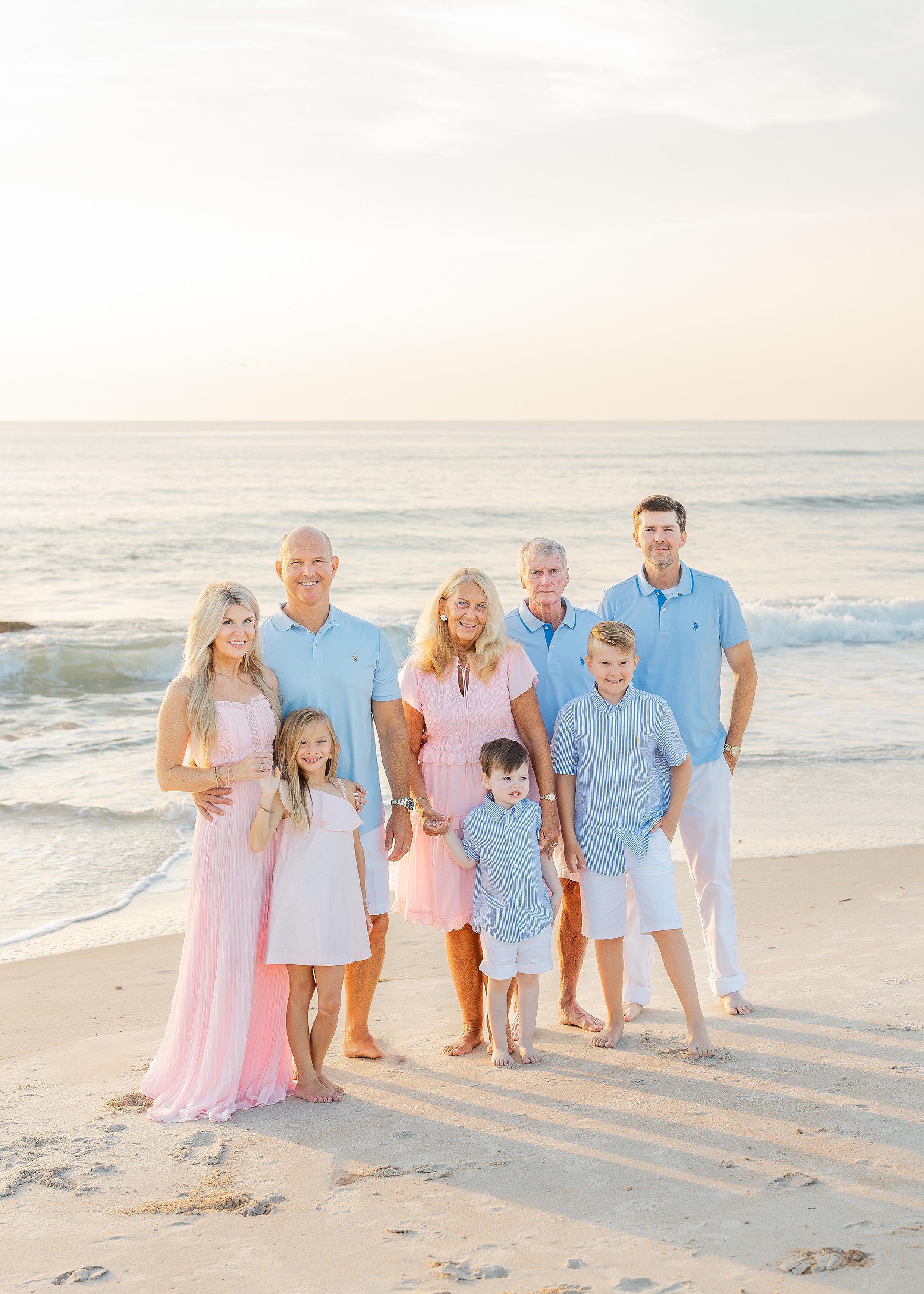 St. Augustine Florida extended family session on St. Augustine Beach at sunrise
