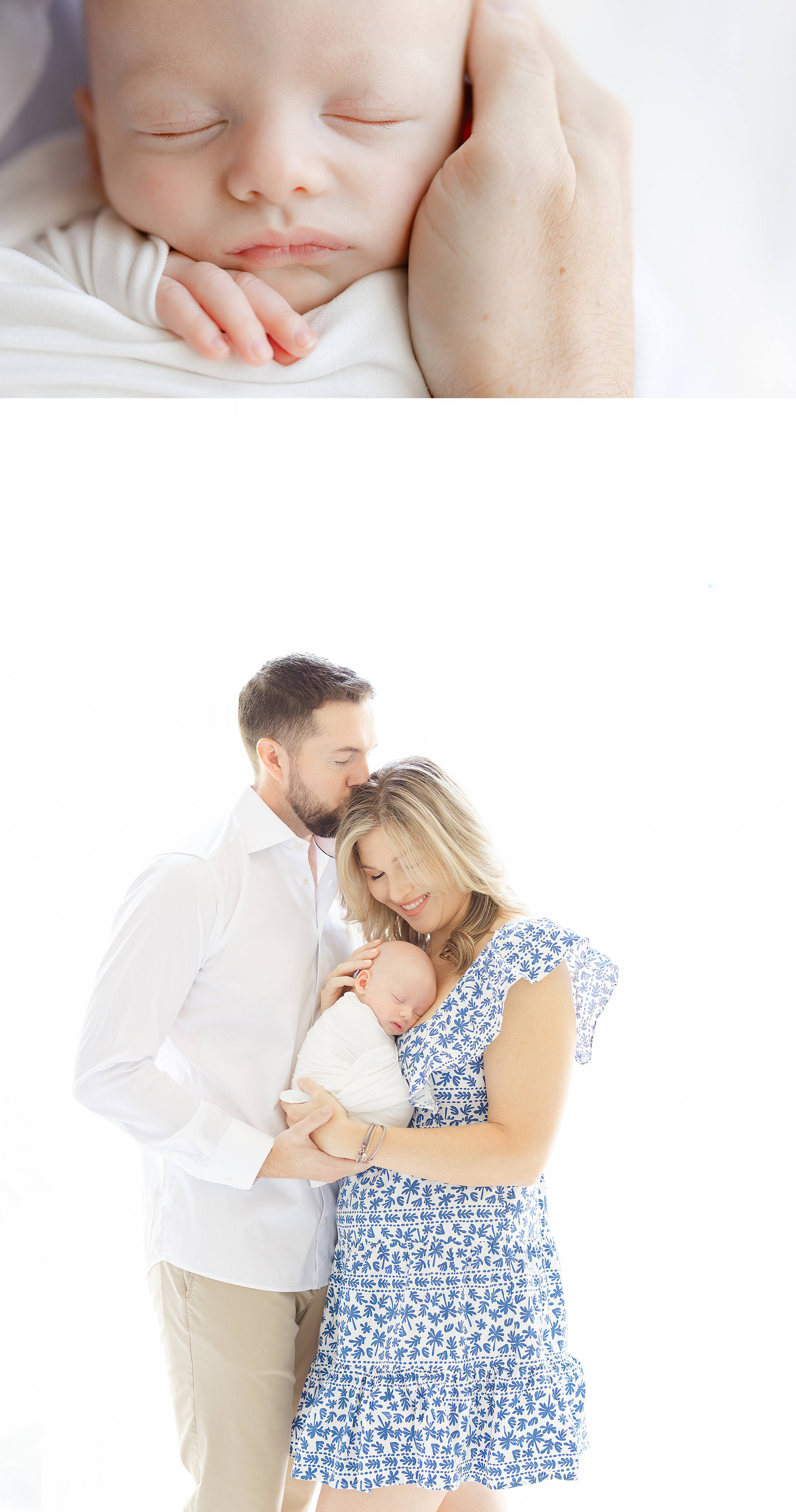 At home newborn portraits with a light and airy vibe.