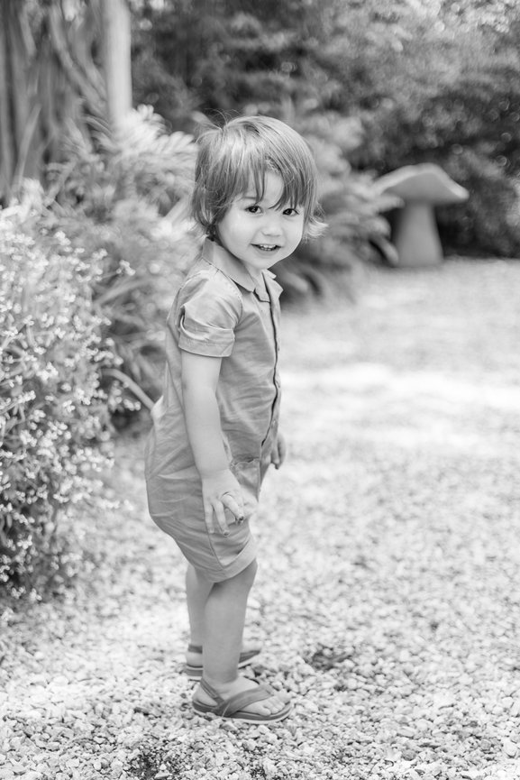 Toddler boy in the garden at Mill Pond Estate