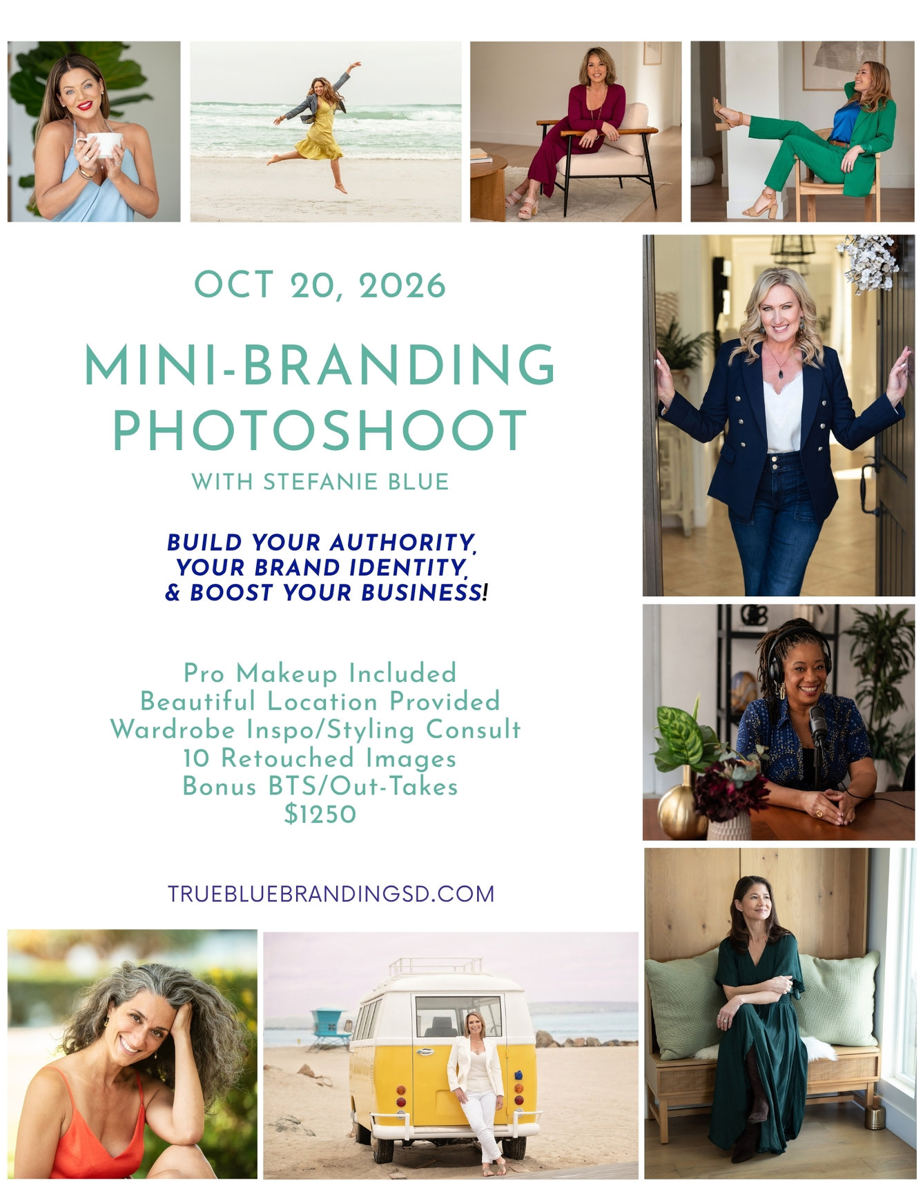 Mini-Branding photo sessions flyer featuring collage of various womens business photos.