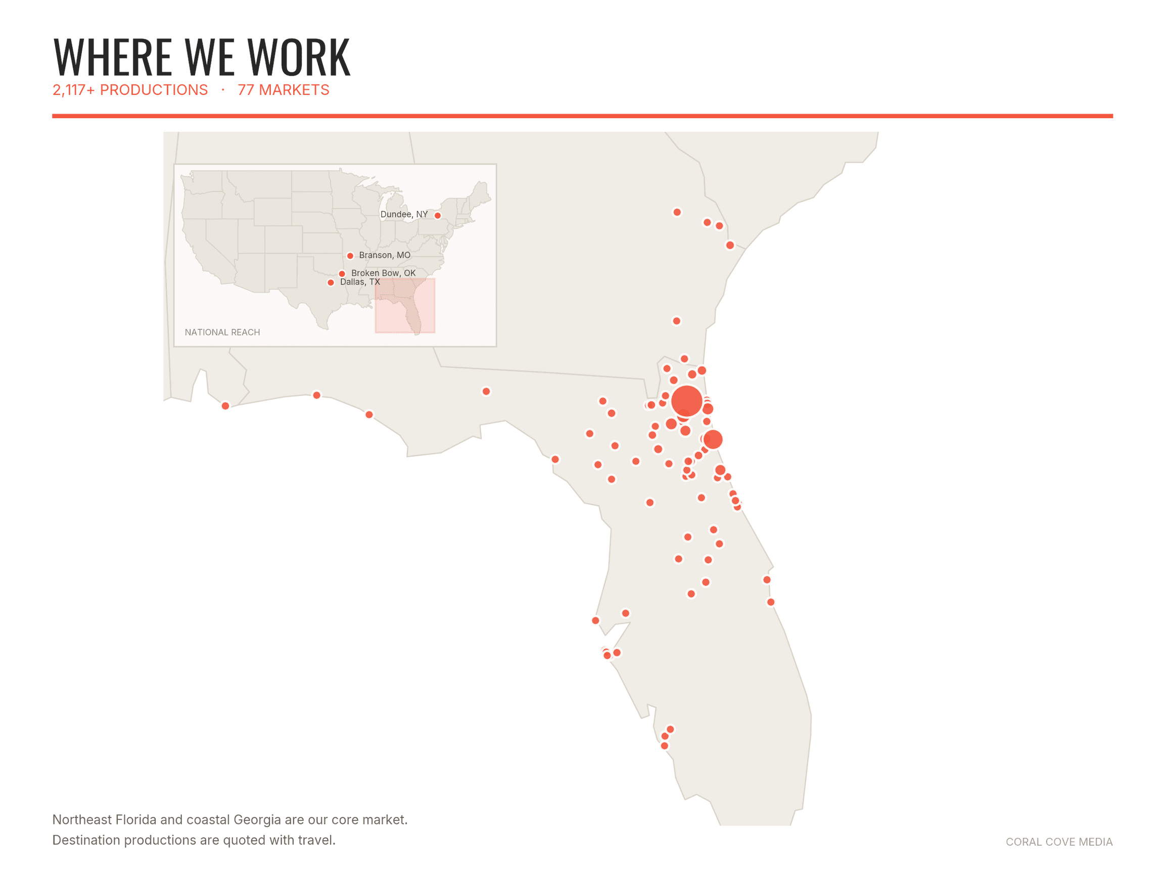 Coral Cove Media coverage — 77 markets across Florida, Georgia, and beyond