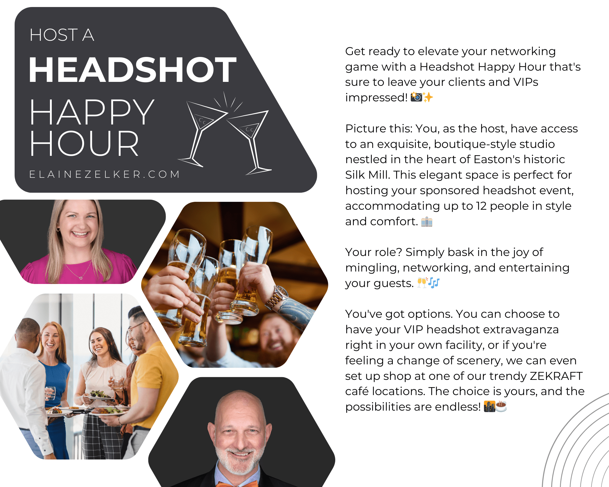 Host a Headshot Happy Hour - Elaine Zelker Photography