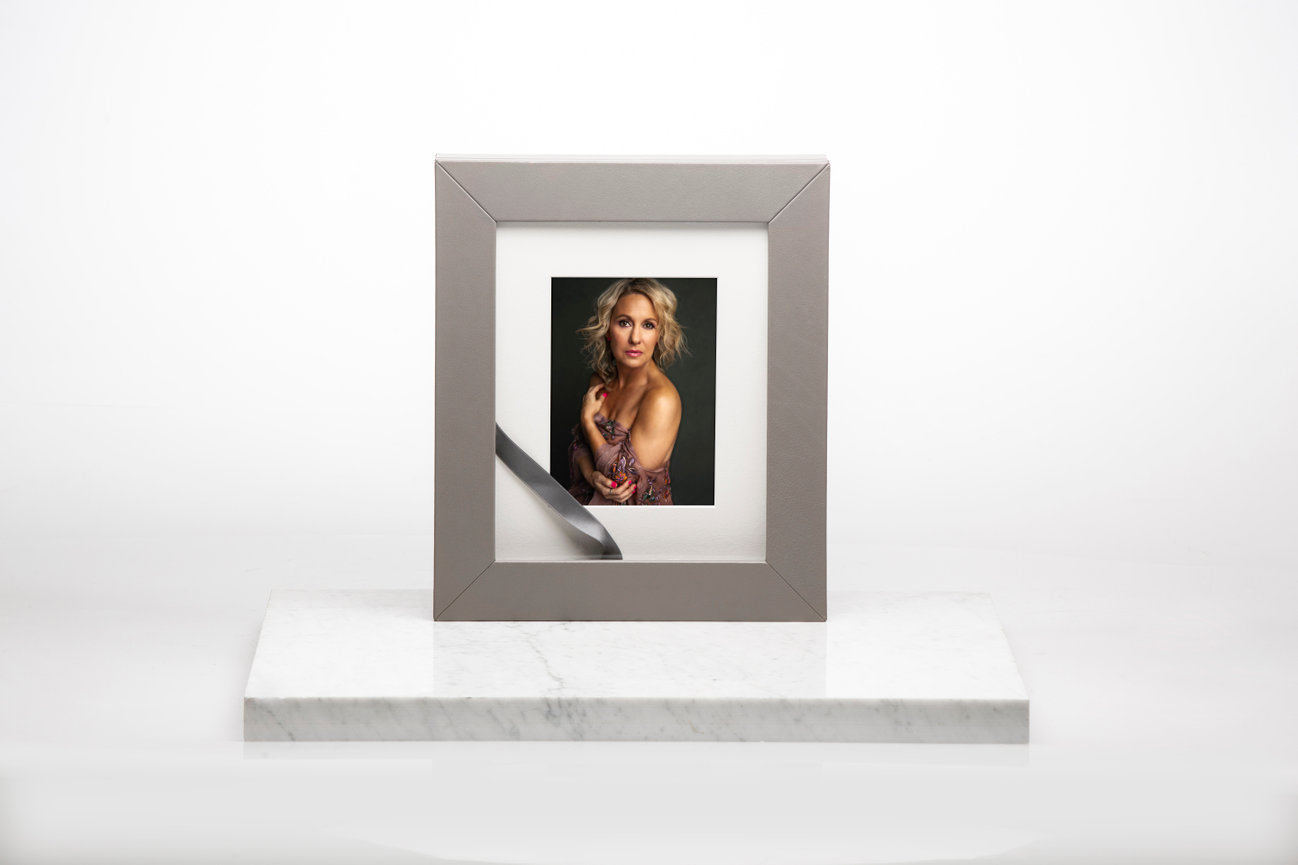 Modern tabletop frame featuring fine art portrait, sold as IPS artwork by Fort Worth portrait photographer.