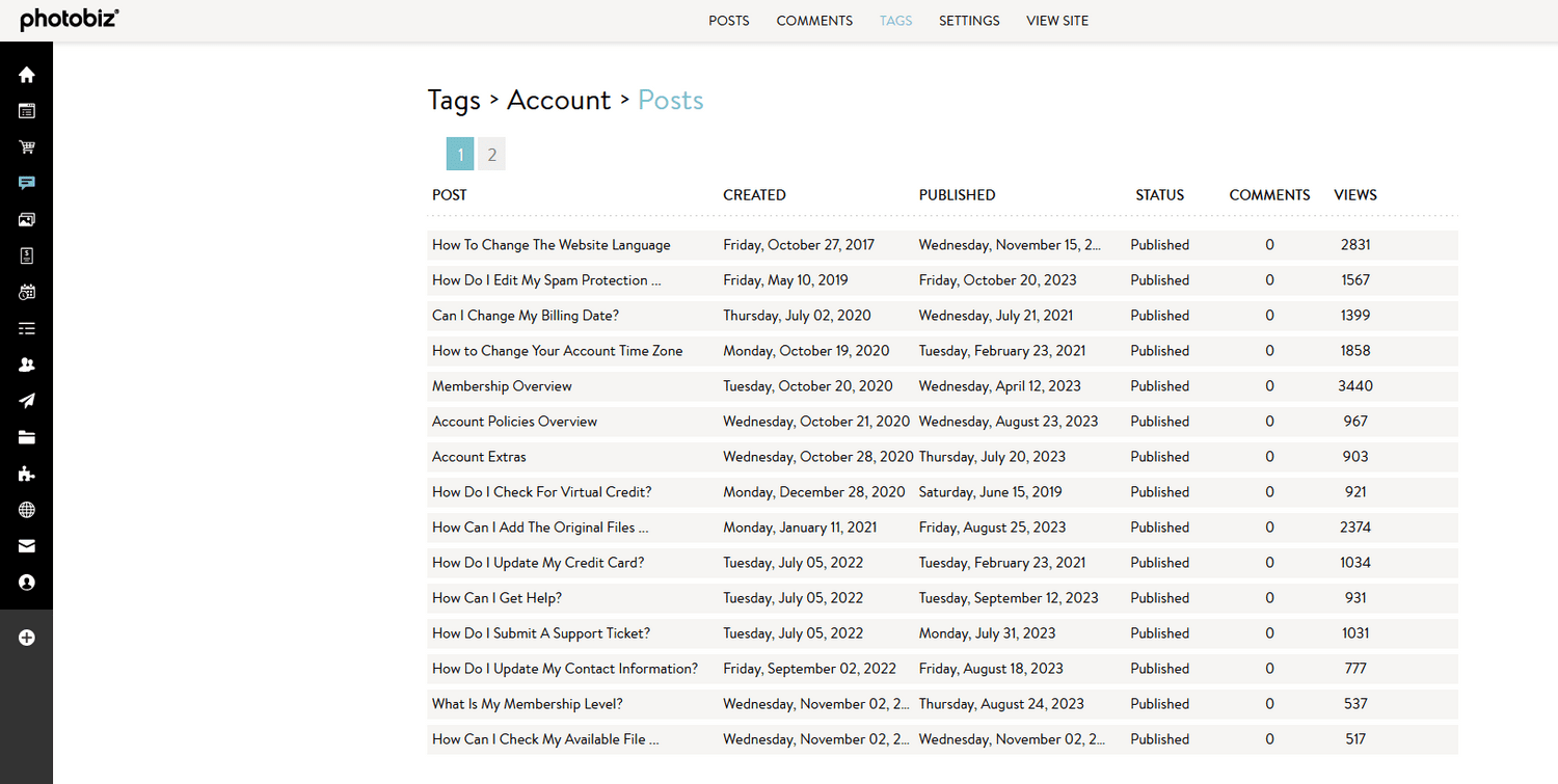 New Blog Tags How to Manage Blog Tags - PhotoBiz Knowledge Base