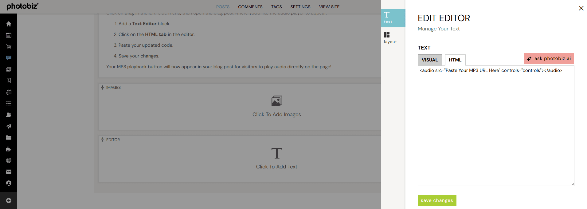 How To Embed an MP3 File On Your Blog Post for Playback - PhotoBiz ...