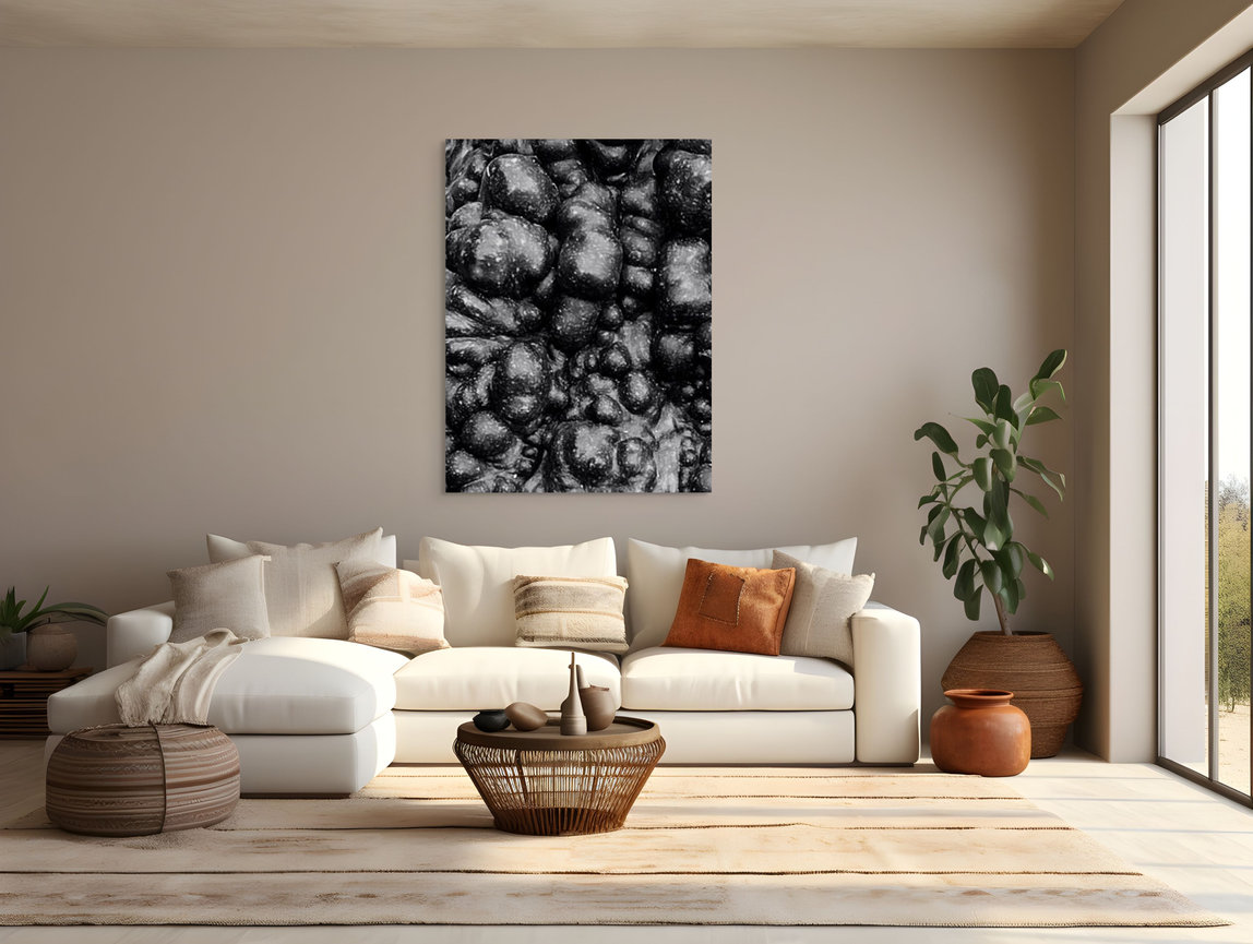 Black and white abstract art in living room