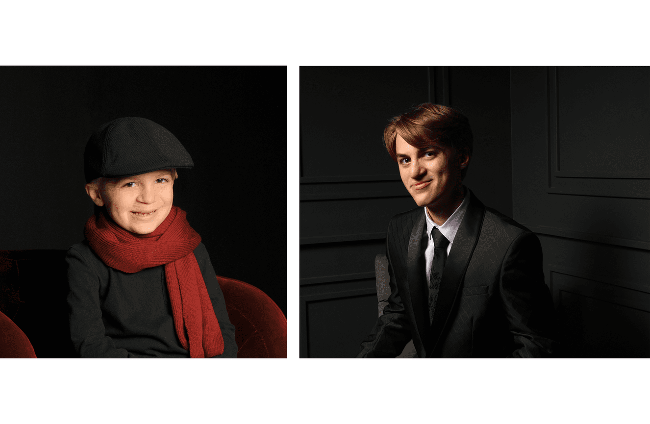 Two dapper photos of Killian when he was a toddler and as a high school senior.