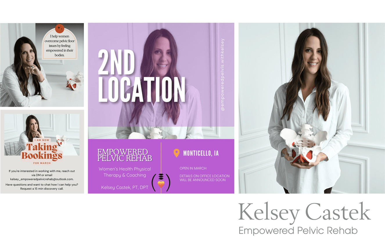 Kelsey, a physical therapist and owner of Empowered Pelvic Rehab, poses for business branding photos..