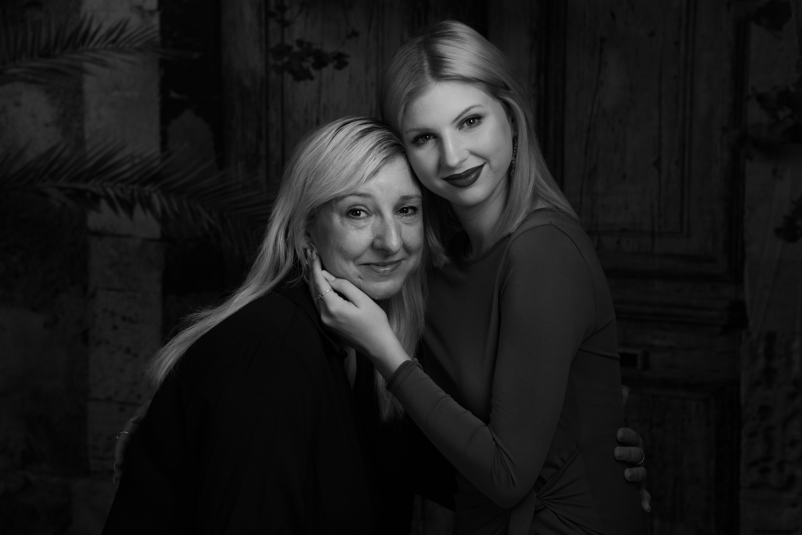 Black and white mother and daughter portrait
